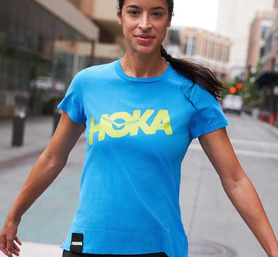 Camisa Hoka One One Mujer Azules - Brand - LHOY95468